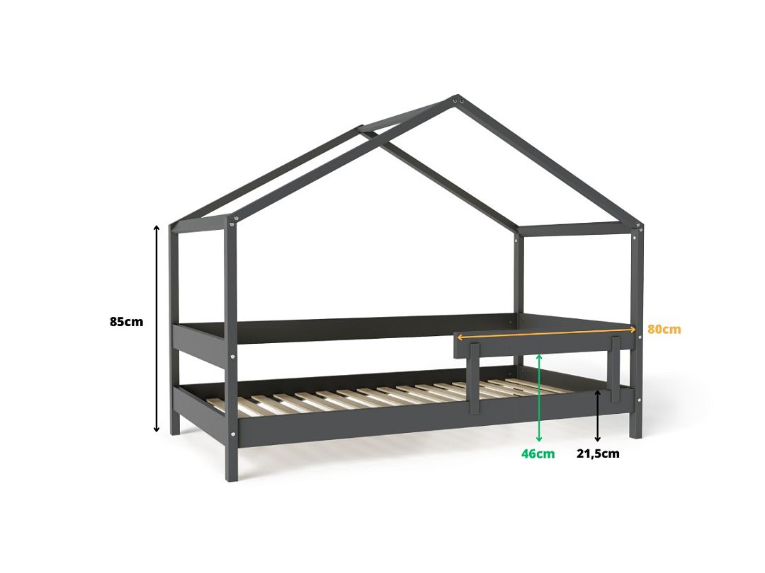 Domečková postel YappyHytte antracit